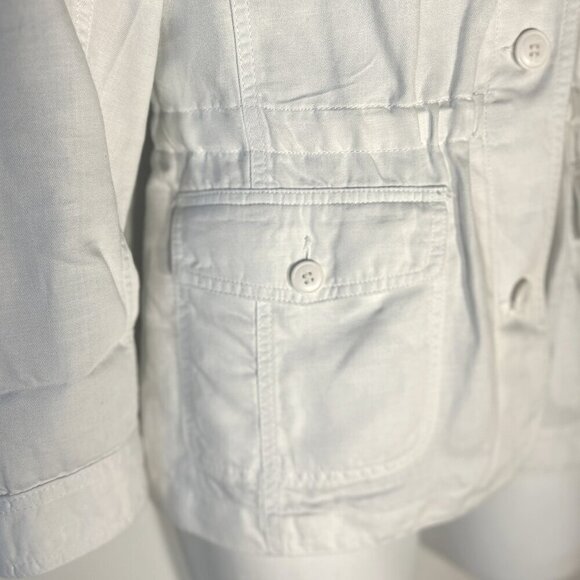 Talbots SZ M Linen Cotton Blend White Blazer / Jacket Essential Preppy Timeless - Picture 5 of 10